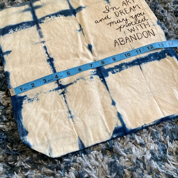 Patti Smith quote Shibori Dye tote bag- hand dyed & hand stitched ! 14”x15” - Picture 6 of 7